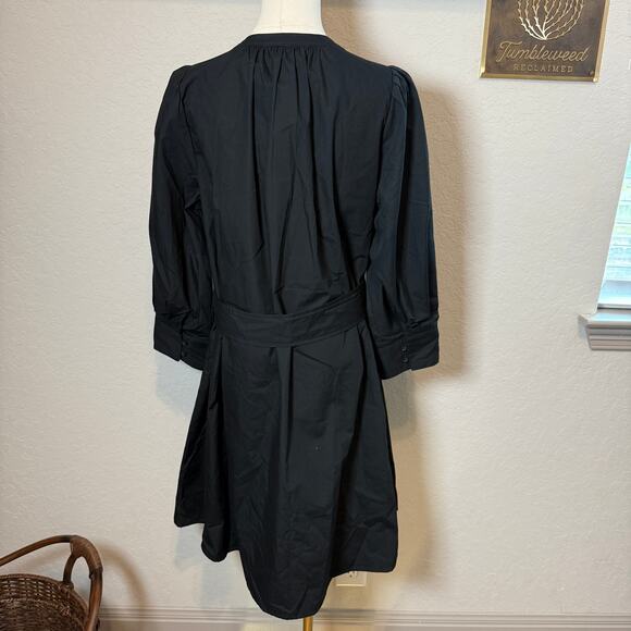 Women's Banana Republic Black Belted Waist Cotton Fit and Flare Dress Size S NEW - Picture 6 of 12